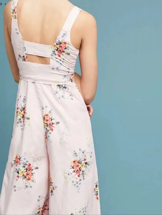 Anthropologie Akemi + Kin Adia Floral Jumpsuit Size 2 Side Zip Boho - Picture 4 of 10